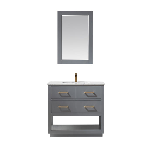Altair Designs Remi 36" Single Bathroom Vanity Set in Marble Countertop - 532036-WH-CA-NM - Backyard Provider