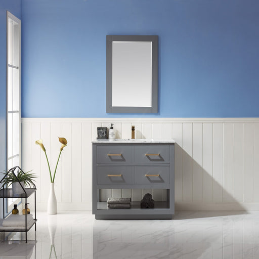 Altair Designs Remi 36" Single Bathroom Vanity Set in Marble Countertop - 532036-WH-CA-NM - Backyard Provider