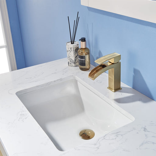 Altair Designs Morgan 36" Single Bathroom Vanity Set in White and Composite Aosta White Stone Countertop - 534036-WH-AW-NM - Backyard Provider