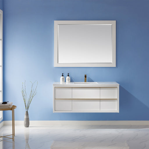 Altair Designs Morgan 48" Single Bathroom Vanity Set in White and Composite Aosta White Stone Countertop - 534048-WH-AW-NM - Backyard Provider