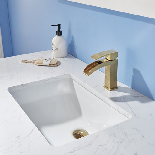 Altair Designs Morgan 48" Single Bathroom Vanity Set in White and Composite Aosta White Stone Countertop - 534048-WH-AW-NM - Backyard Provider
