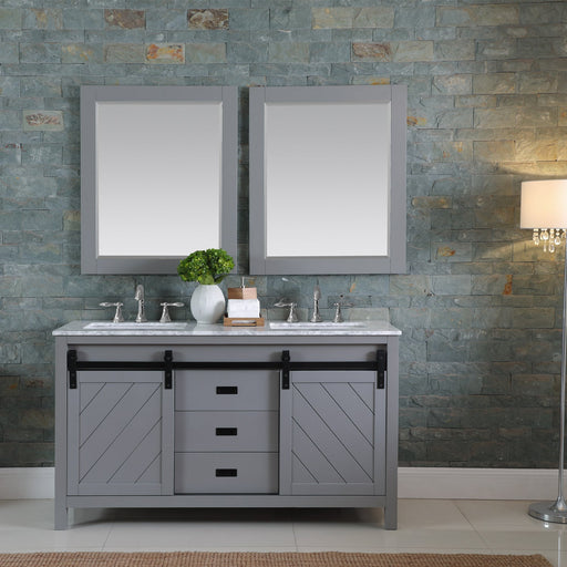 Altair Designs Kinsley 60" Double Bathroom Vanity Set with Carrara White Marble Countertop - 536060-WH-CA-NM - Backyard Provider