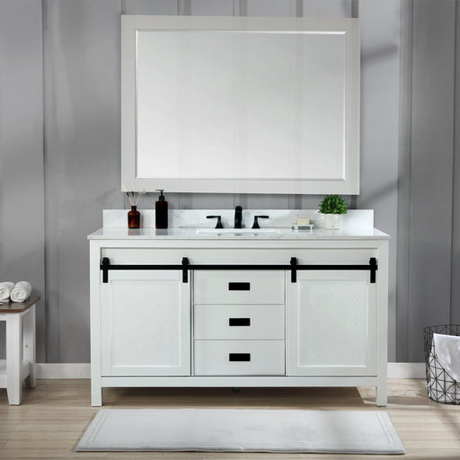 Altair Designs Kinsley 60" Single Bathroom Vanity Set with Aosta White Marble Countertop - 536060S-WH-AW-NM - Backyard Provider