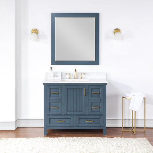 Altair Designs Isla 42" Single Bathroom Vanity Set with Composite Aosta White Stone Countertop - 538042-GR-AW-NM - Backyard Provider