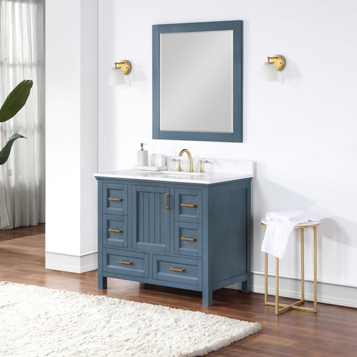 Altair Designs Isla 42" Single Bathroom Vanity Set with Composite Aosta White Stone Countertop - 538042-GR-AW-NM - Backyard Provider