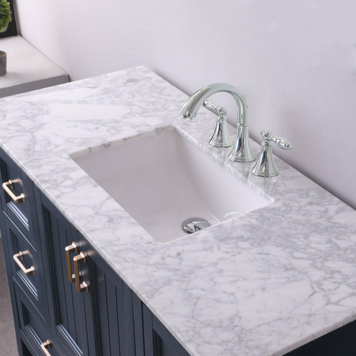 Altair Designs Isla 48" Single Bathroom Vanity Set with Carrara White Marble Countertop - 538048-WH-CA-NM - Backyard Provider