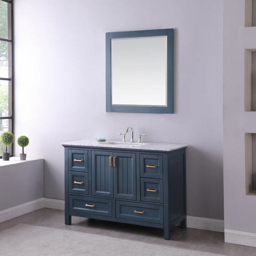 Altair Designs Isla 48" Single Bathroom Vanity Set with Carrara White Marble Countertop - 538048-WH-CA-NM - Backyard Provider