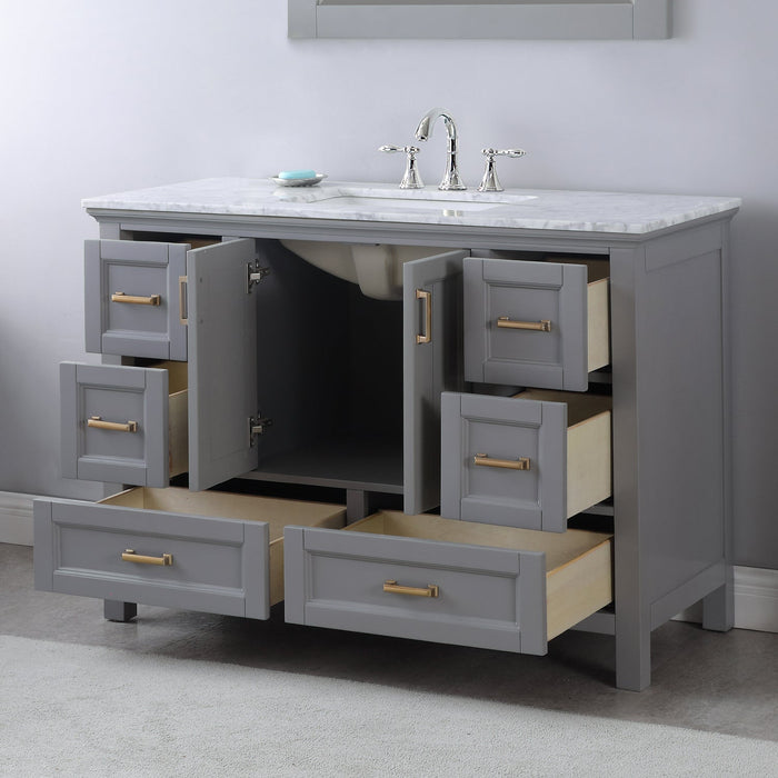 Altair Designs Isla 48" Single Bathroom Vanity Set with Carrara White Marble Countertop - 538048-WH-CA-NM - Backyard Provider