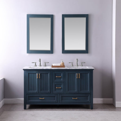 Altair Designs Isla 60" Double Bathroom Vanity Set with Carrara White Marble Countertop - 538060-WH-CA-NM - Backyard Provider