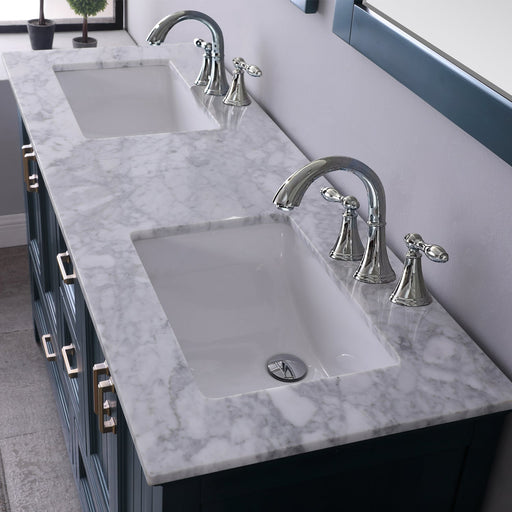 Altair Designs Isla 60" Double Bathroom Vanity Set with Carrara White Marble Countertop - 538060-WH-CA-NM - Backyard Provider