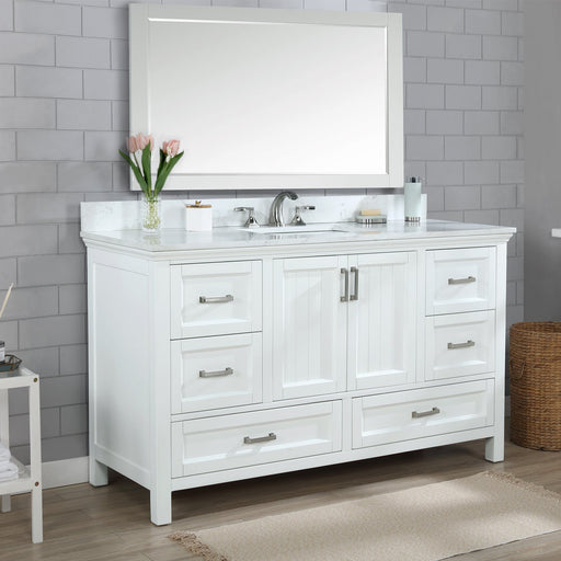 Altair Designs Isla 60" Single Bathroom Vanity Set with White Composite Aosta Marble Countertop - 538060S-WH-AW-NM - Backyard Provider