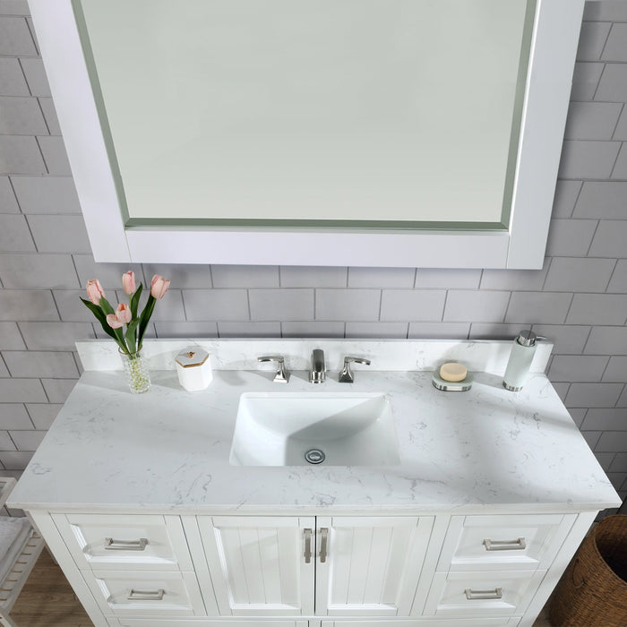 Altair Designs Isla 60" Single Bathroom Vanity Set with White Composite Aosta Marble Countertop - 538060S-WH-AW-NM - Backyard Provider