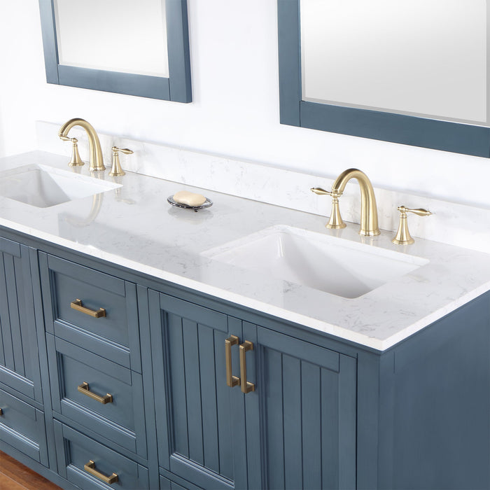 Altair Designs Isla 72" Double Bathroom Vanity Set with Aosta White Marble Countertop - 538072-WH-AW-NM - Backyard Provider