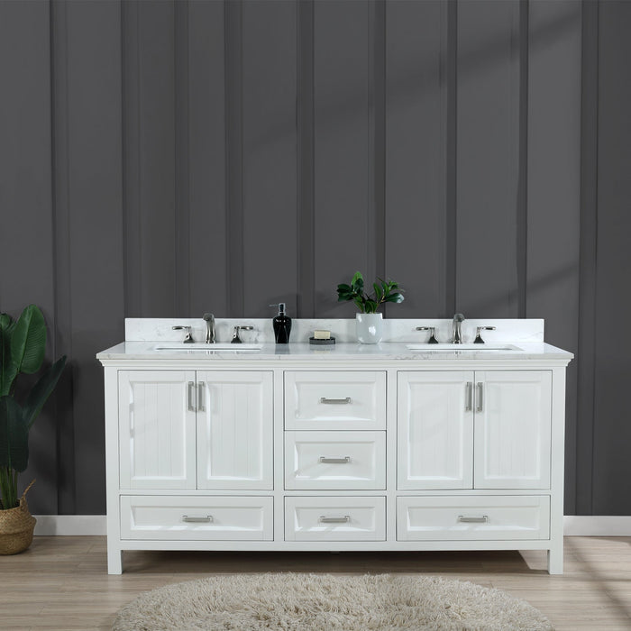 Altair Designs Isla 72" Double Bathroom Vanity Set with Aosta White Marble Countertop - 538072-WH-AW-NM - Backyard Provider