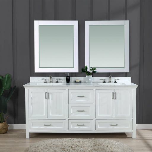 Altair Designs Isla 72" Double Bathroom Vanity Set with Aosta White Marble Countertop - 538072-WH-AW-NM - Backyard Provider