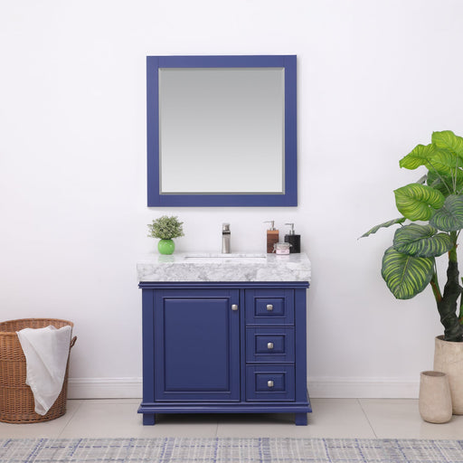 Altair Designs Jardin 36" Single Bathroom Vanity Set with Carrara White Marble Countertop - 539036-WH-CA-NM - Backyard Provider