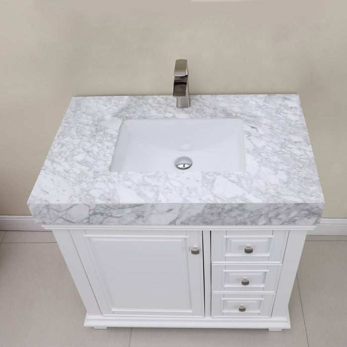Altair Designs Jardin 36" Single Bathroom Vanity Set with Carrara White Marble Countertop - 539036-WH-CA-NM - Backyard Provider