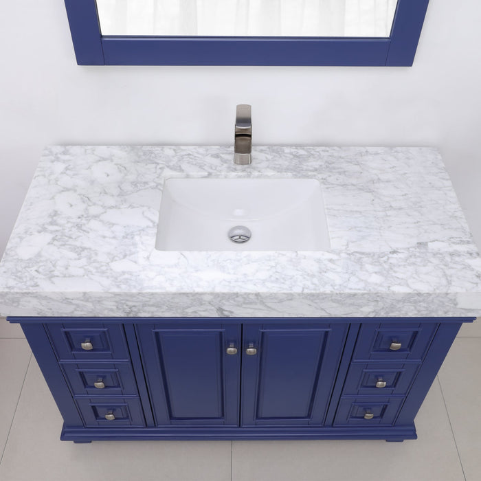 Altair Designs Jardin 48" Single Bathroom Vanity Set with Carrara White Marble Countertop - 539048-WH-CA-NM - Backyard Provider