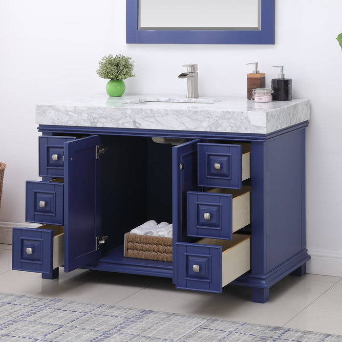 Altair Designs Jardin 48" Single Bathroom Vanity Set with Carrara White Marble Countertop - 539048-WH-CA-NM - Backyard Provider