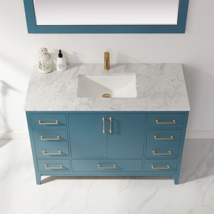 Altair Designs Sutton 48" Single Bathroom Vanity Set with Marble Countertop - 541048-WH-CA-NM - Backyard Provider