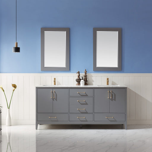 Altair Designs Sutton 72" Double Bathroom Vanity Set with Marble Countertop - 541072-WH-CA-NM - Backyard Provider