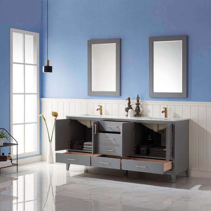 Altair Designs Sutton 72" Double Bathroom Vanity Set with Marble Countertop - 541072-WH-CA-NM - Backyard Provider