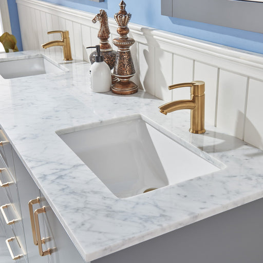Altair Designs Sutton 72" Double Bathroom Vanity Set with Marble Countertop - 541072-WH-CA-NM - Backyard Provider