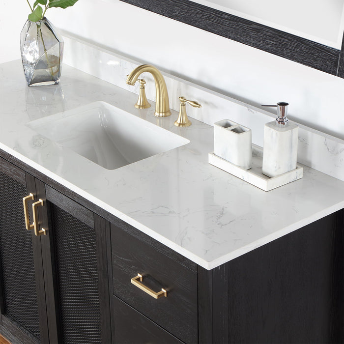 Altair Designs Hadiya 60" Single Bathroom Vanity Set with Aosta White Composite Stone Countertop - 542060S-GP-AW-NM - Backyard Provider
