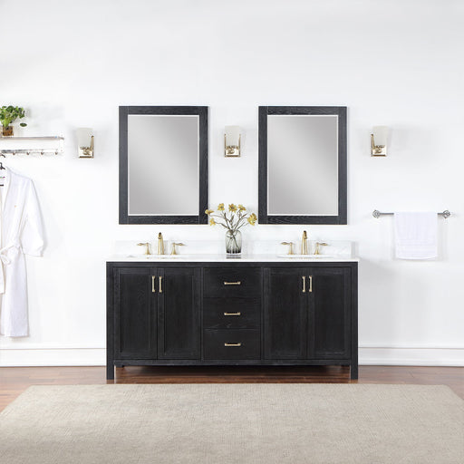 Altair Designs Hadiya 72" Double Bathroom Vanity Set with Aosta White Composite Stone Countertop - 542072-GP-AW-NM - Backyard Provider