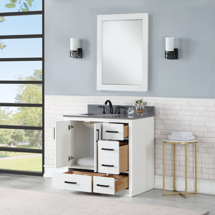 Altair Designs Monna 36" Single Bathroom Vanity Set with Aosta White Composite Stone Countertop - 544036-WH-CG-NM - Backyard Provider