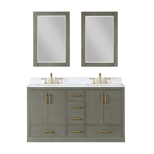 Altair Designs Monna 60" Double Bathroom Vanity Set with Aosta White Composite Stone Countertop - 544060-WH-CG-NM - Backyard Provider
