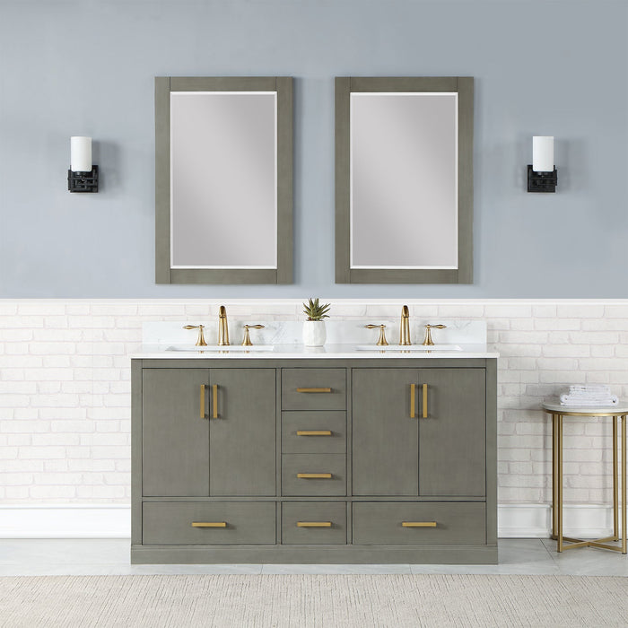 Altair Designs Monna 60" Double Bathroom Vanity Set with Aosta White Composite Stone Countertop - 544060-WH-CG-NM - Backyard Provider