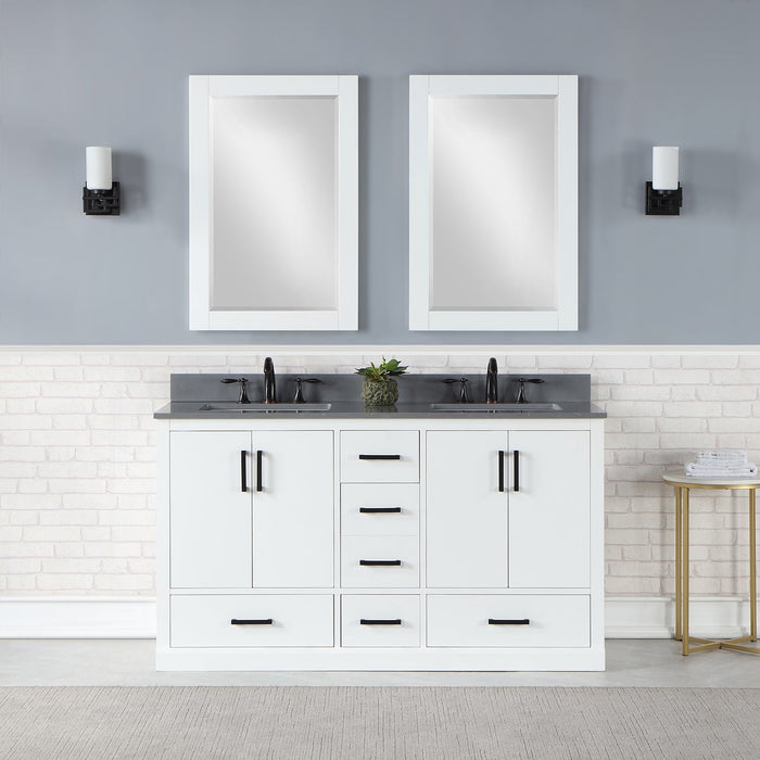 Altair Designs Monna 60" Double Bathroom Vanity Set with Aosta White Composite Stone Countertop - 544060-WH-CG-NM - Backyard Provider