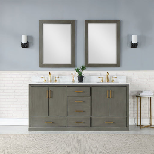 Altair Designs Monna 72" Double Bathroom Vanity Set with Aosta White Composite Stone Countertop - 544072-WH-CG-NM - Backyard Provider