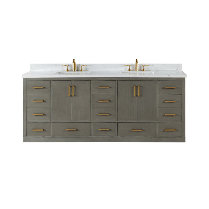 Altair Designs Monna 84" Double Bathroom Vanity Set with Aosta White Composite Stone Countertop - 544084-WH-CG-NM - Backyard Provider