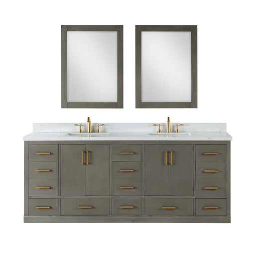 Altair Designs Monna 84" Double Bathroom Vanity Set with Aosta White Composite Stone Countertop - 544084-WH-CG-NM - Backyard Provider