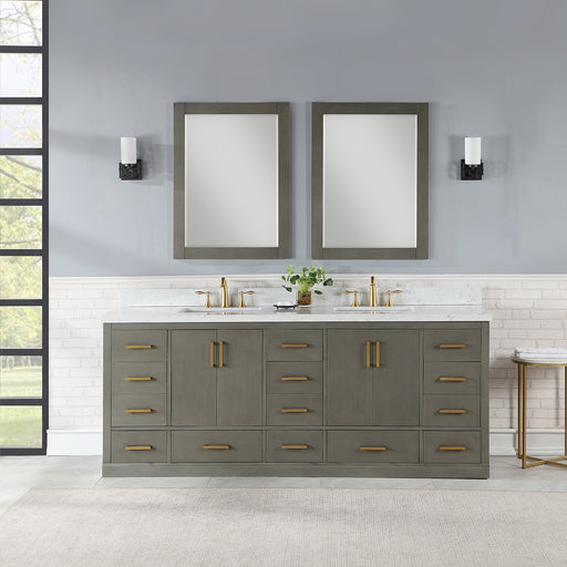 Altair Designs Monna 84" Double Bathroom Vanity Set with Aosta White Composite Stone Countertop - 544084-WH-CG-NM - Backyard Provider