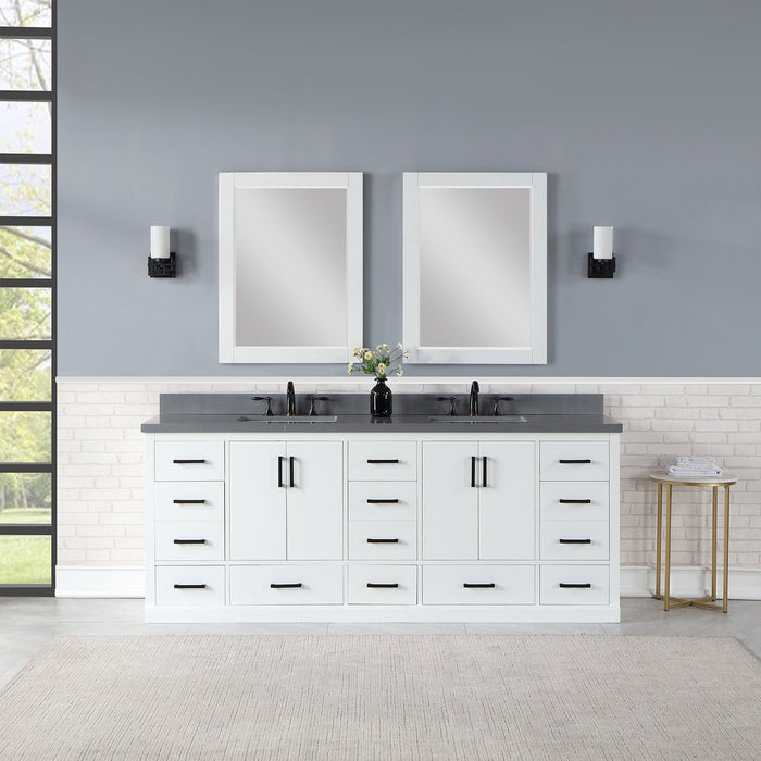 Altair Designs Monna 84" Double Bathroom Vanity Set with Aosta White Composite Stone Countertop - 544084-WH-CG-NM - Backyard Provider