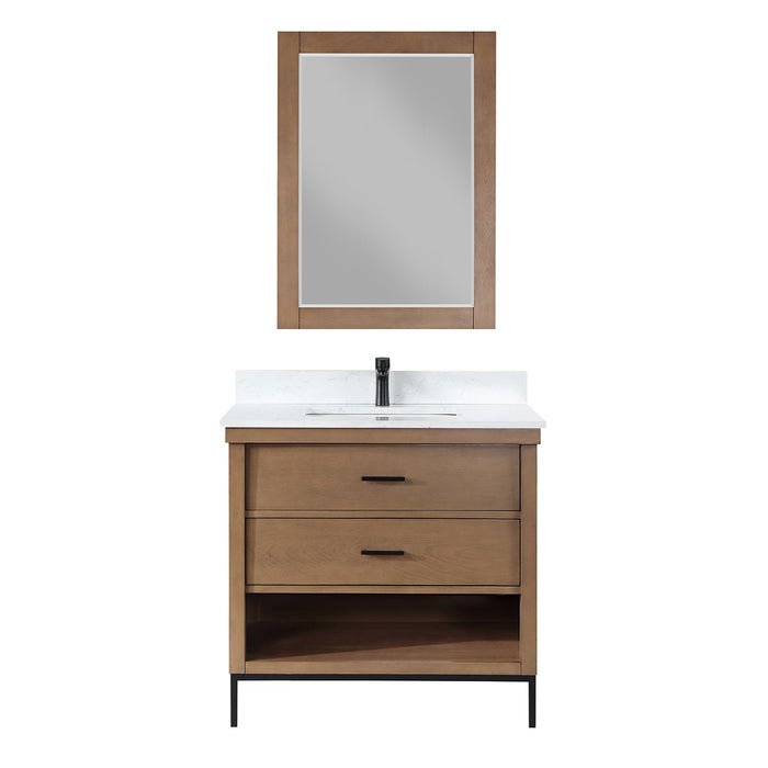 Altair Designs Kesia 36" Single Bathroom Vanity Set with Aosta White Composite Stone Countertop - 545036-WH-AW-NM - Backyard Provider