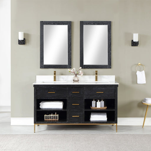 Altair Designs Kesia 60" Double Bathroom Vanity Set with Aosta White Composite Stone Countertop - 545060-WH-AW-NM - Backyard Provider