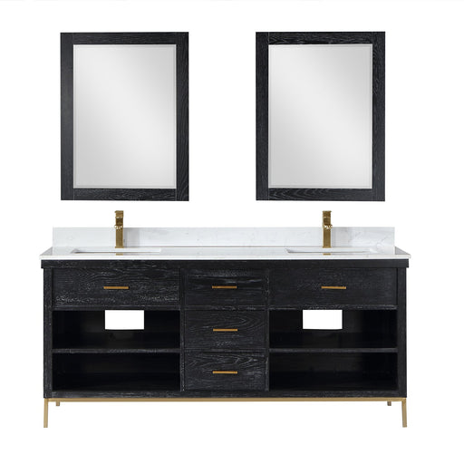 Altair Designs Kesia 72" Double Bathroom Vanity Set with Aosta White Composite Stone Countertop  - 545072-WH-AW-NM - Backyard Provider