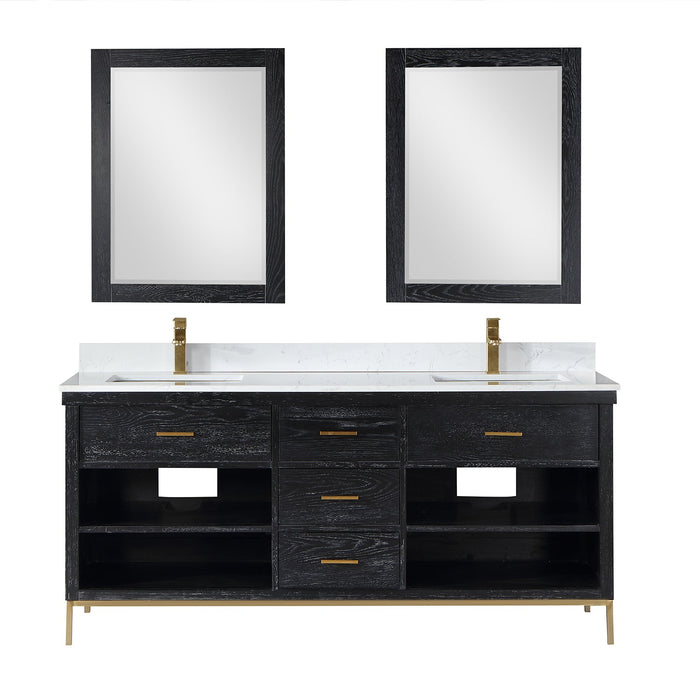 Altair Designs Kesia 72" Double Bathroom Vanity Set with Aosta White Composite Stone Countertop  - 545072-WH-AW-NM - Backyard Provider