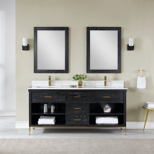 Altair Designs Kesia 72" Double Bathroom Vanity Set with Aosta White Composite Stone Countertop  - 545072-WH-AW-NM - Backyard Provider
