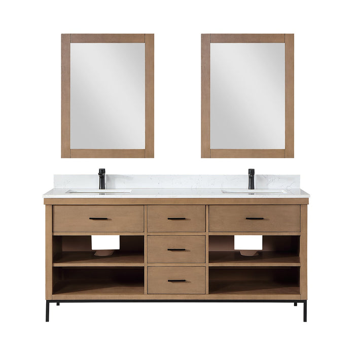 Altair Designs Kesia 72" Double Bathroom Vanity Set with Aosta White Composite Stone Countertop  - 545072-WH-AW-NM - Backyard Provider