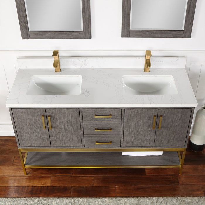 Altair Designs Wildy 60" Double Bathroom Vanity Set with Grain White Composite Stone Countertop - 546060-WO-GW-NM - Backyard Provider