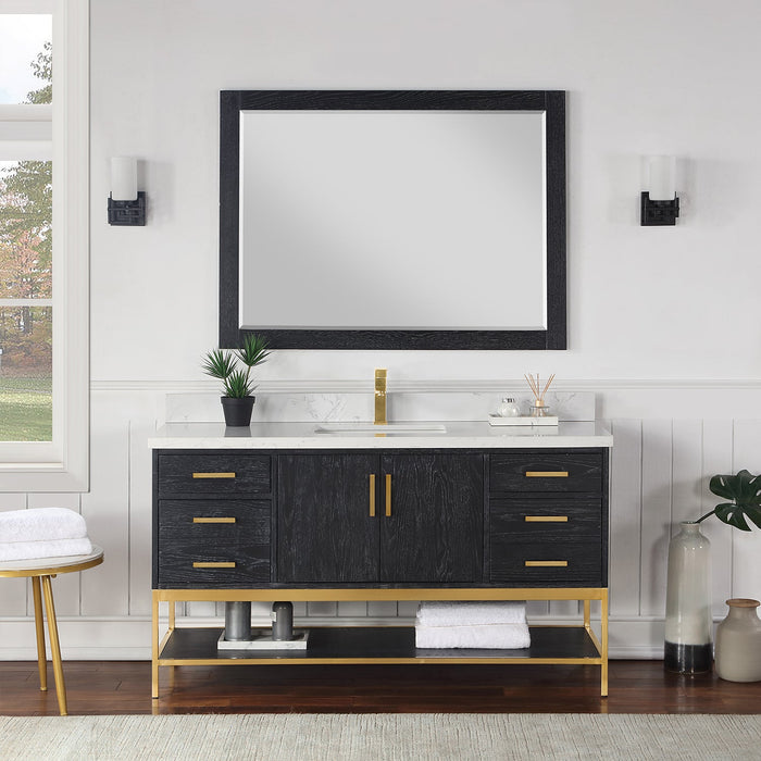Altair Designs Wildy 60" Single Bathroom Vanity Set with Grain White Composite Stone Countertop - 546060S-WO-GW-NM - Backyard Provider