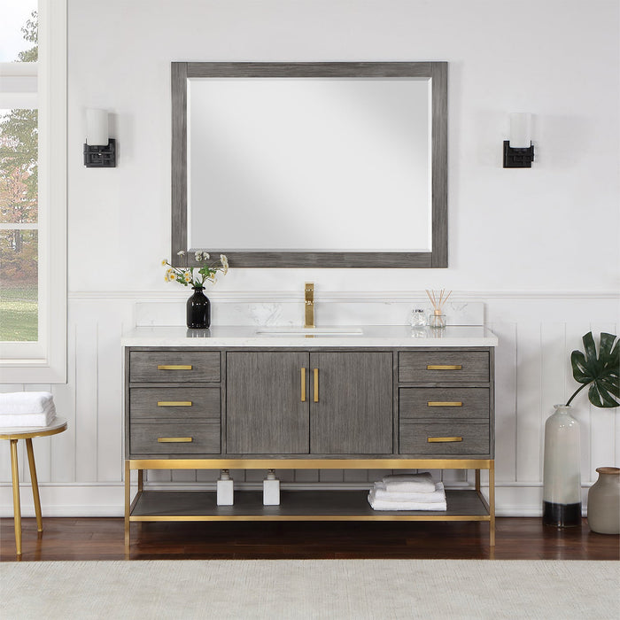 Altair Designs Wildy 60" Single Bathroom Vanity Set with Grain White Composite Stone Countertop - 546060S-WO-GW-NM - Backyard Provider