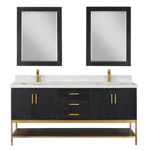 Altair Designs Wildy 72" Double Bathroom Vanity Set with Grain White Composite Stone Countertop - 546072-WO-GW-NM - Backyard Provider