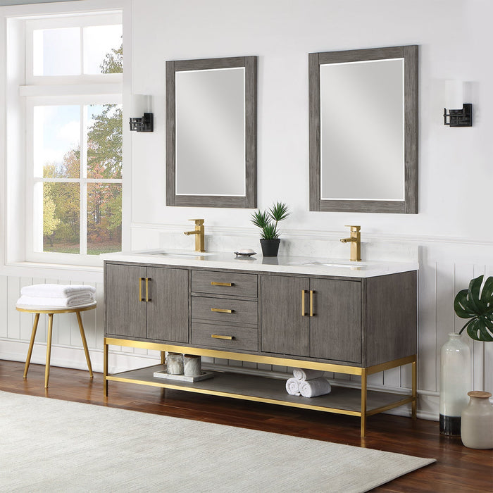 Altair Designs Wildy 72" Double Bathroom Vanity Set with Grain White Composite Stone Countertop - 546072-WO-GW-NM - Backyard Provider