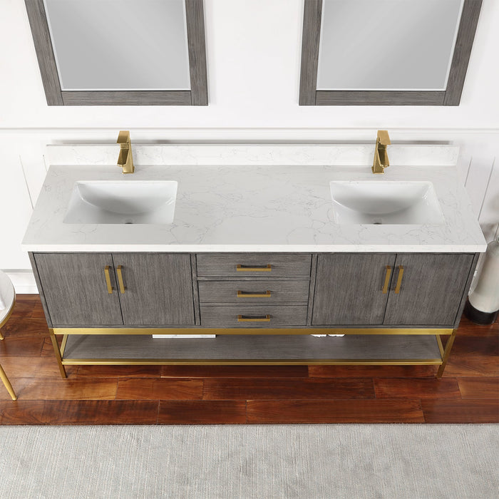 Altair Designs Wildy 72" Double Bathroom Vanity Set with Grain White Composite Stone Countertop - 546072-WO-GW-NM - Backyard Provider